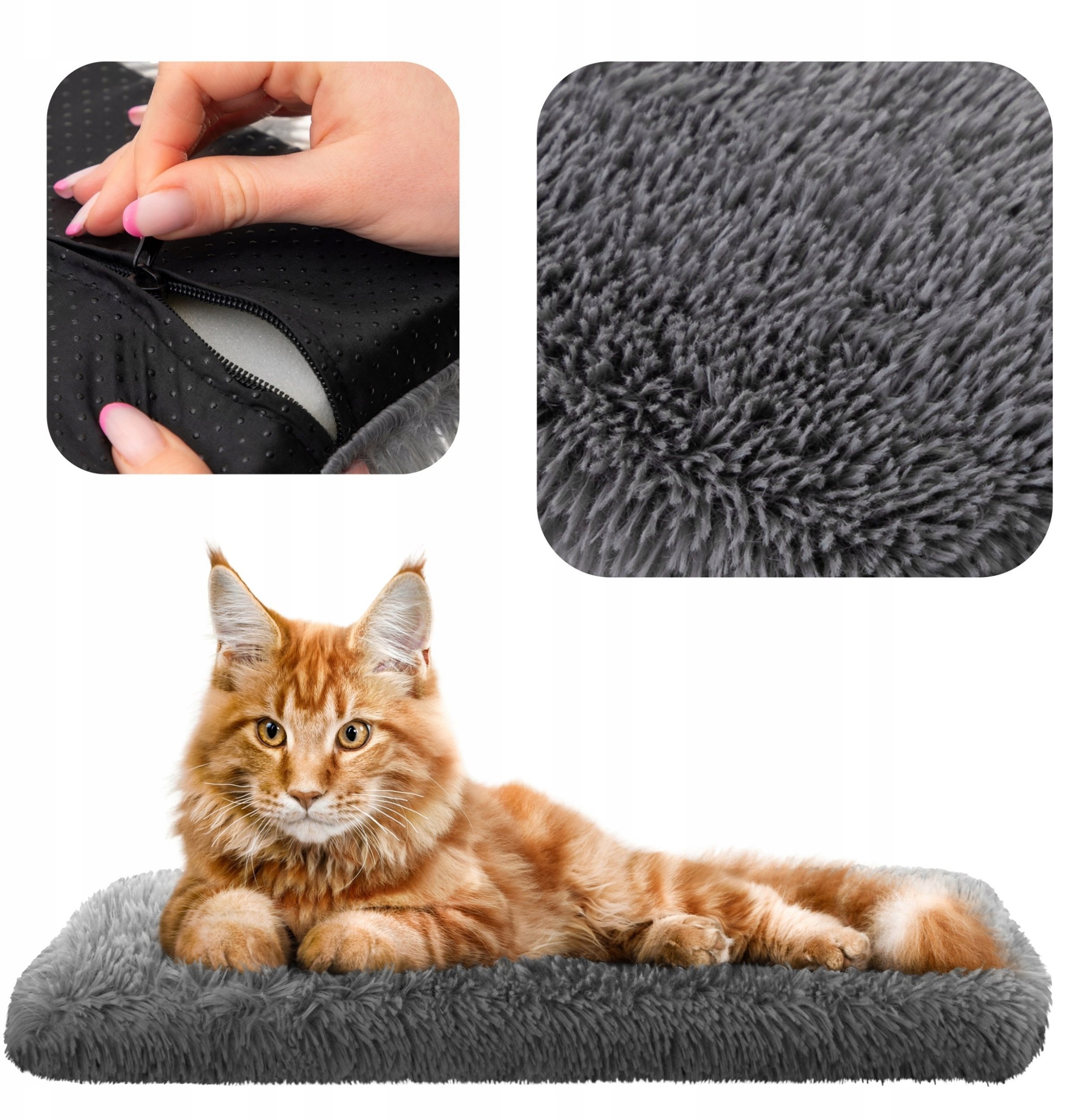 Hobbydog Materac na parapet shaggy szary