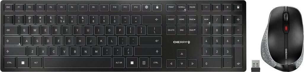 Klawiatura + mysz Cherry CHERRY DW 9500 SLIM klawiatura Dołączona myszka RF Wireless + Bluetooth QWERTY Angielski Czarny, Szary