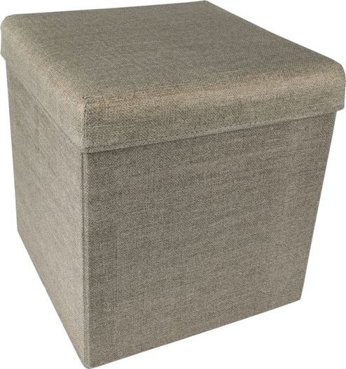 Pufa składana otwierana skrzynia pojemnik schowek 37x37x37 cm beżowa