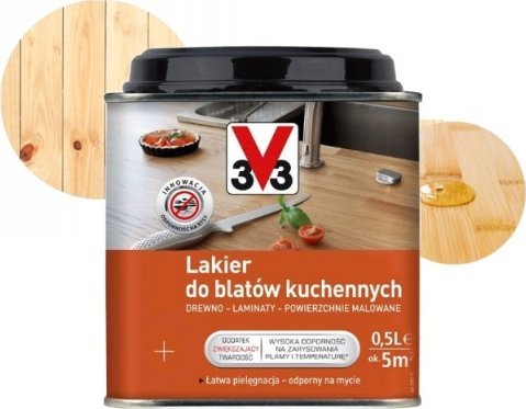 V33 Lakier do blatów kuchennych bezbarwny 0,5l