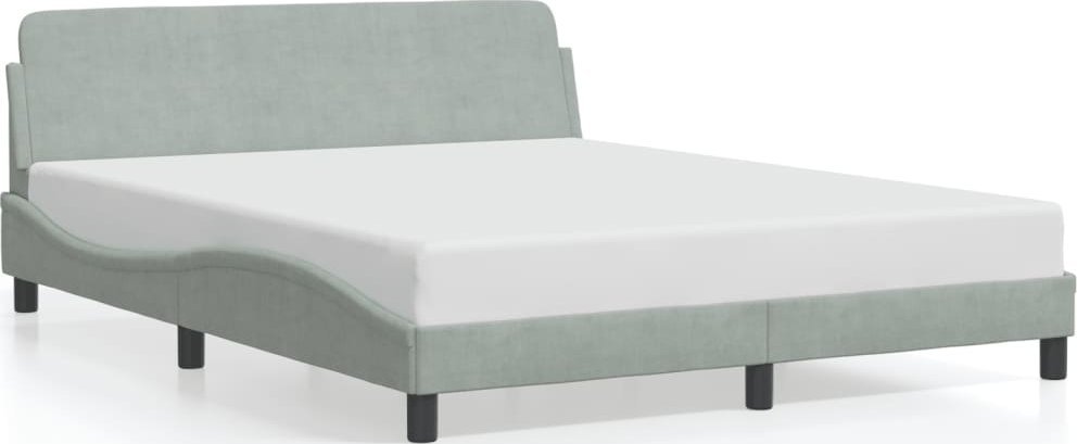 vidaXL vidaXL Rama łóżka z zagłówkiem, jasnoszara, 160x200 cm, aksamitna