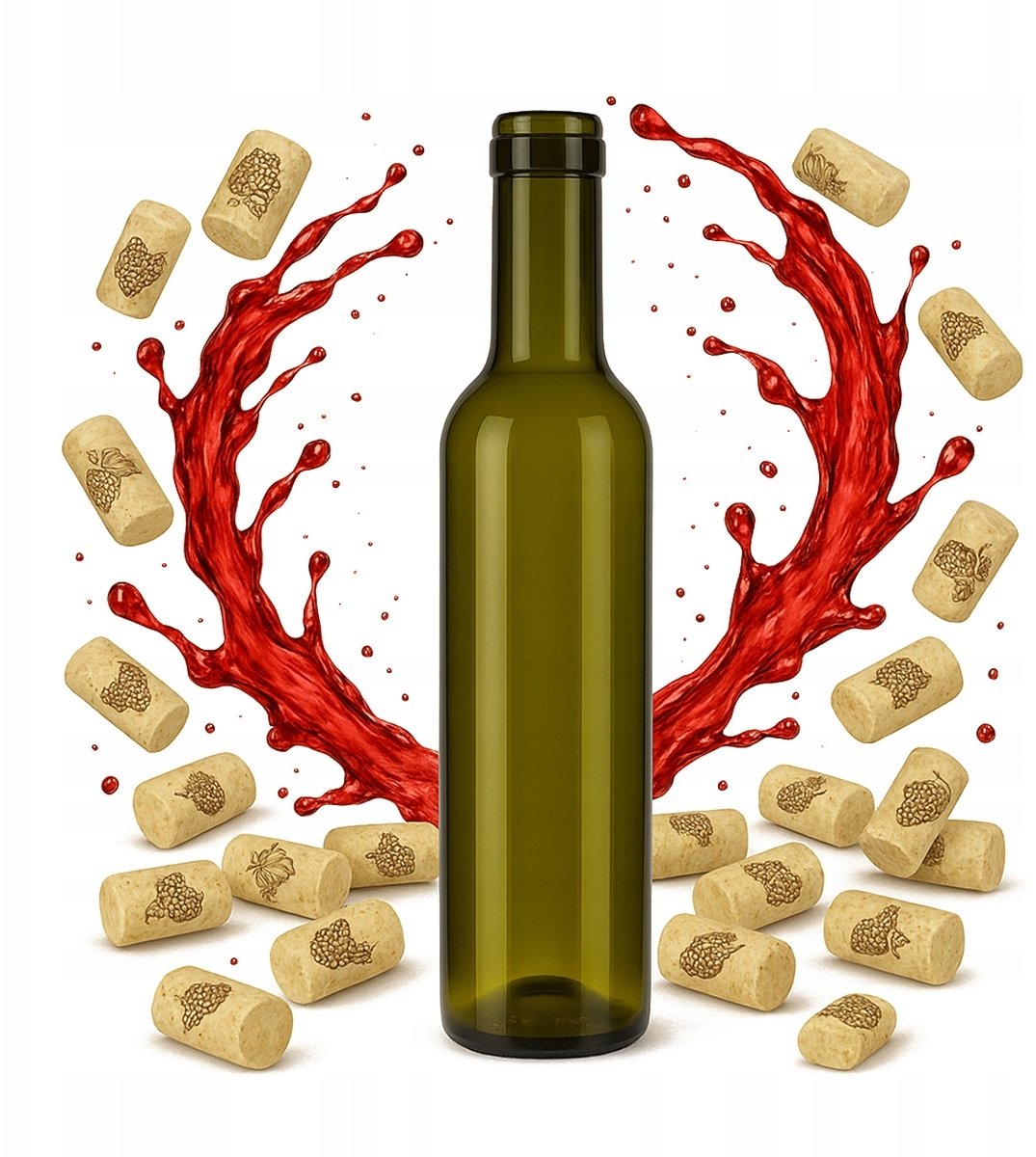 Butelka szklana z Ciemnego Szkła 375ml Na Wino Nalewki Soki Syrop Ocet Olej