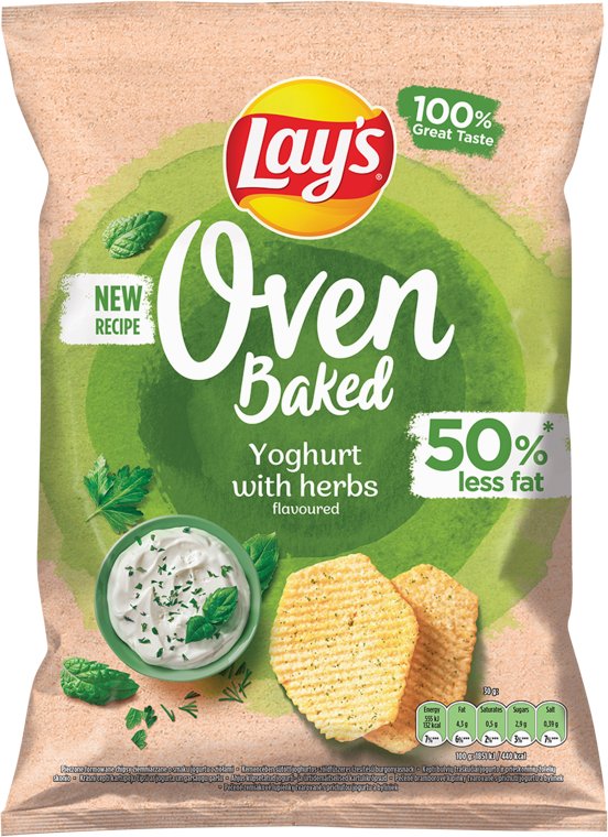 Lay's Oven Baked Pieczone formowane chipsy ziemniaczane o smaku jogurtu z ziołami 110 g