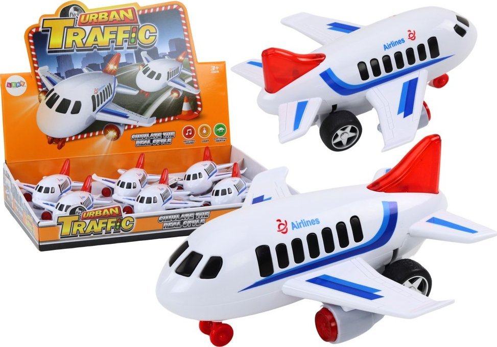 LeanToys Samolot Pasażerski Światła Dźwięki Napęd Biały