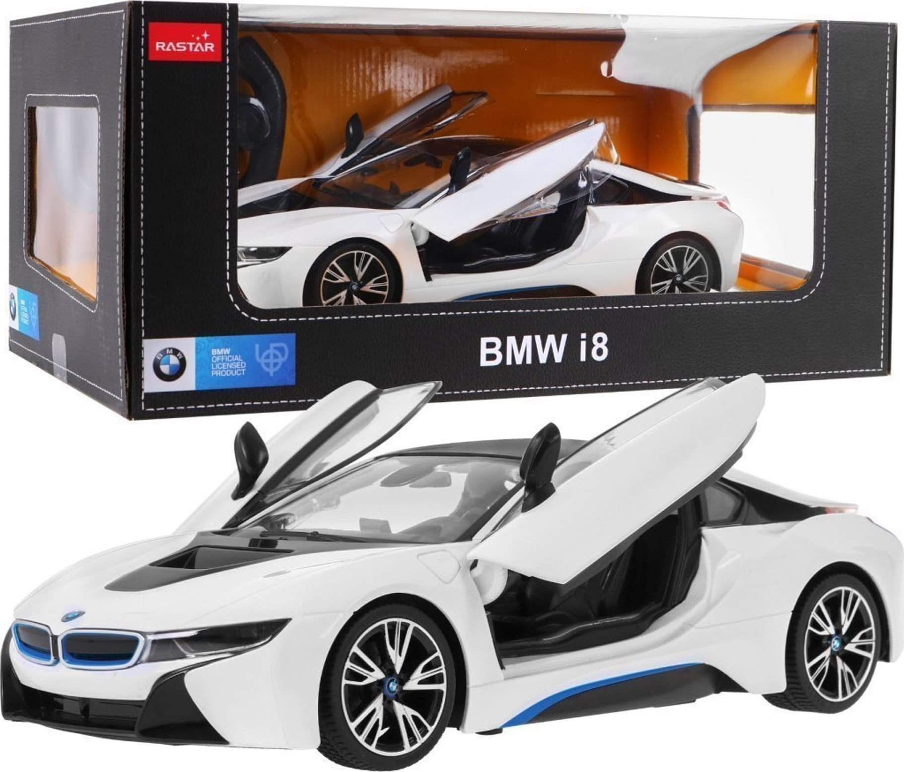 Rastar BMW i8 białe RASTAR model 1:14 Zdalnie sterowane auto + pilot 2,4 GHz