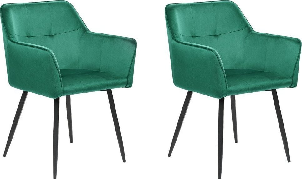 Beliani Zestaw 2 krzeseł do jadalni welurowy szmaragdowy JASMIN