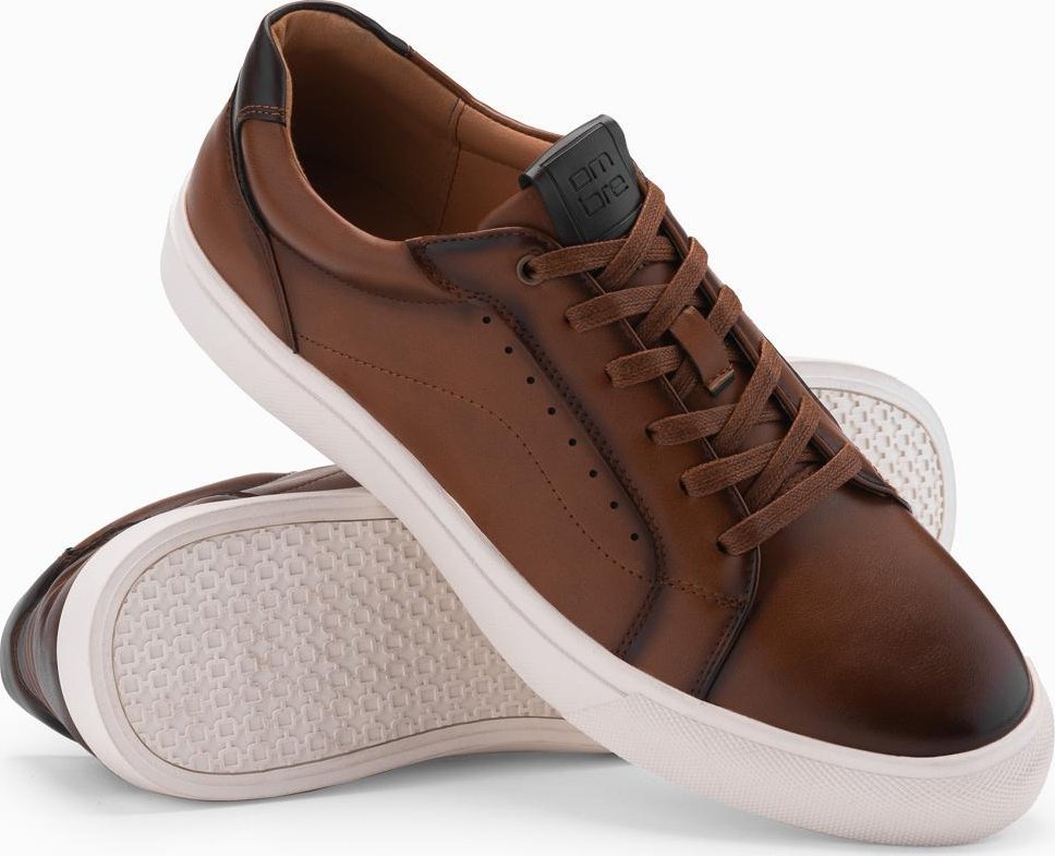 Męskie buty sneakersy ze skóry ekologicznej brązowe V1 OM-FOCS-0179 41