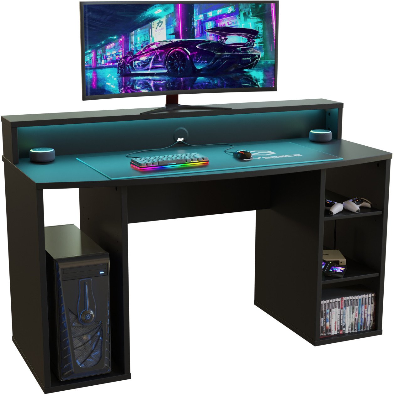 Biurko Gamingowe Supernova225 Led - Czarne