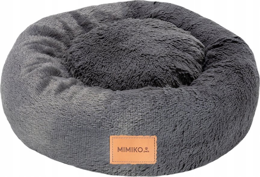 Mimikoko MIMIKO Pets Legowisko Shaggy okrągłe M 45cm grafitowe