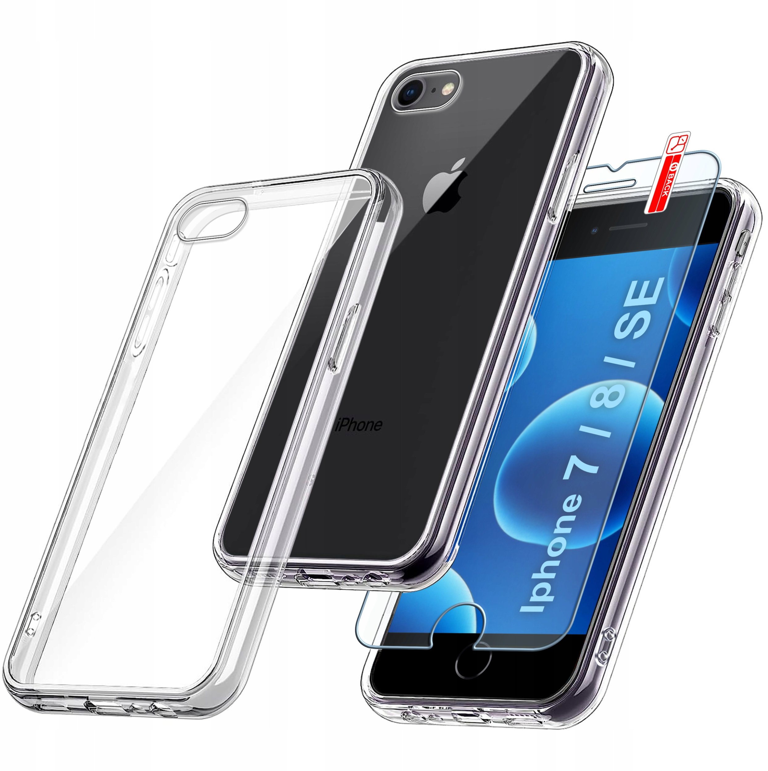 Etui do iPhone 7 | 8 | SE | 2020 | 2022 | WZMACNIANE CLEAR CASE 2MM + Szkło