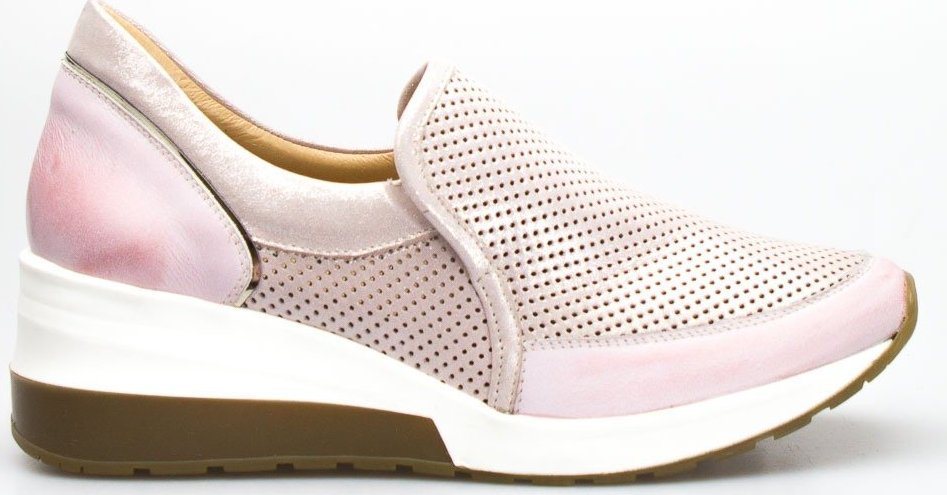 AGA Sneakersy ażurowe skórzane różowe Aga-36