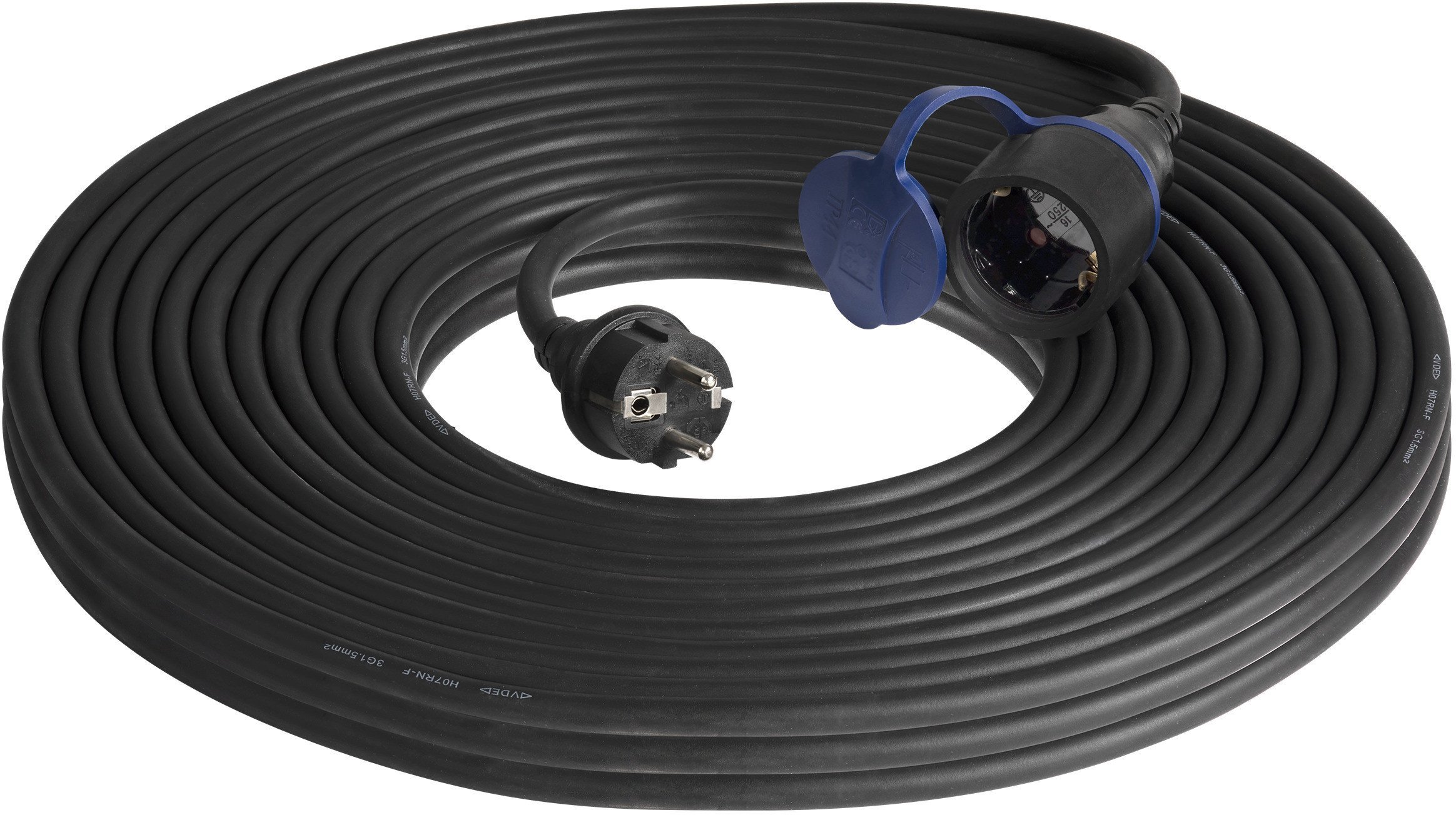 Przedłużacz warsztatowy bryzgoszczelny IP44, 1x2P+Z 30m,kabel gumowy olejoodporny H07RN-F 3x1,5mm?, 230VAC/16A, schuko