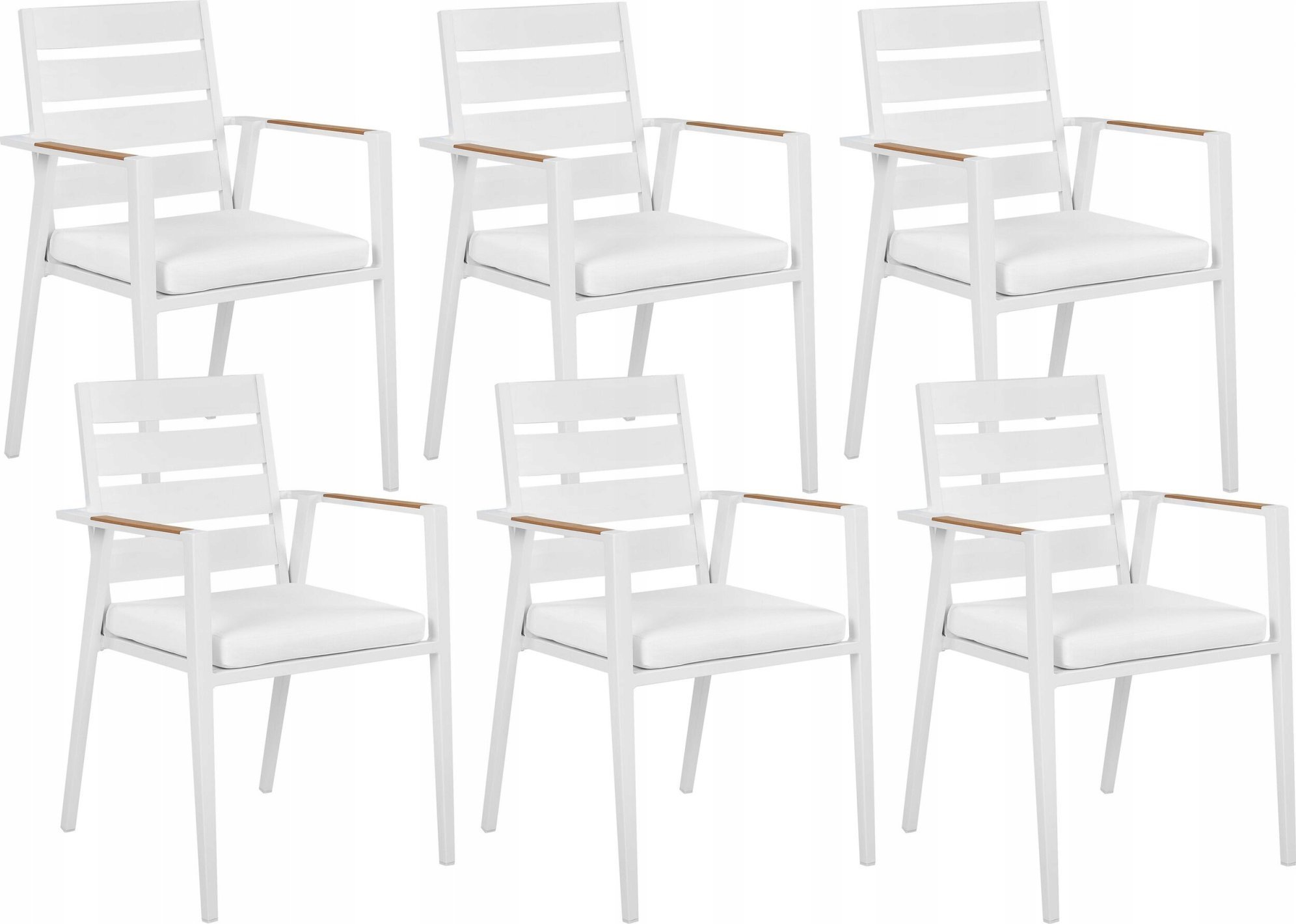 Beliani Krzesło ogrodowe Zestaw 6 Metal Biały TAVIANO