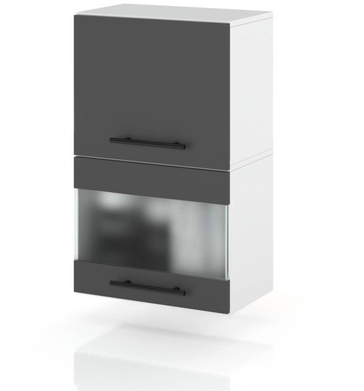 szafka kuchenna wisząca witryna z szybą klapowa 40cm spremium szary mat