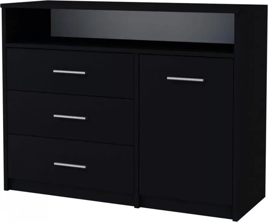 Elior Czarna komoda z szufladami do salonu - Migres 4X