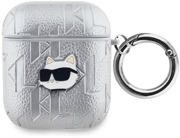 Karl Lagerfeld PU Embossed Choupette Head Case for AirPods 1/2 Silver standard