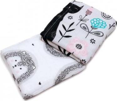 PULP BAMBOO Mini Pieluszka, Przytulanka z Jonami Srebra - 2 szt (Koty i Jeżyki) 35x30 cm