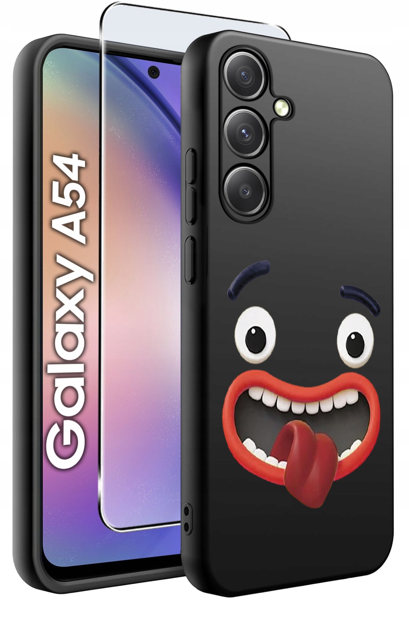 ETUI do Samsung A54 5G WZORY | SILIKONOWE MATT CASE + SZKŁO 9H