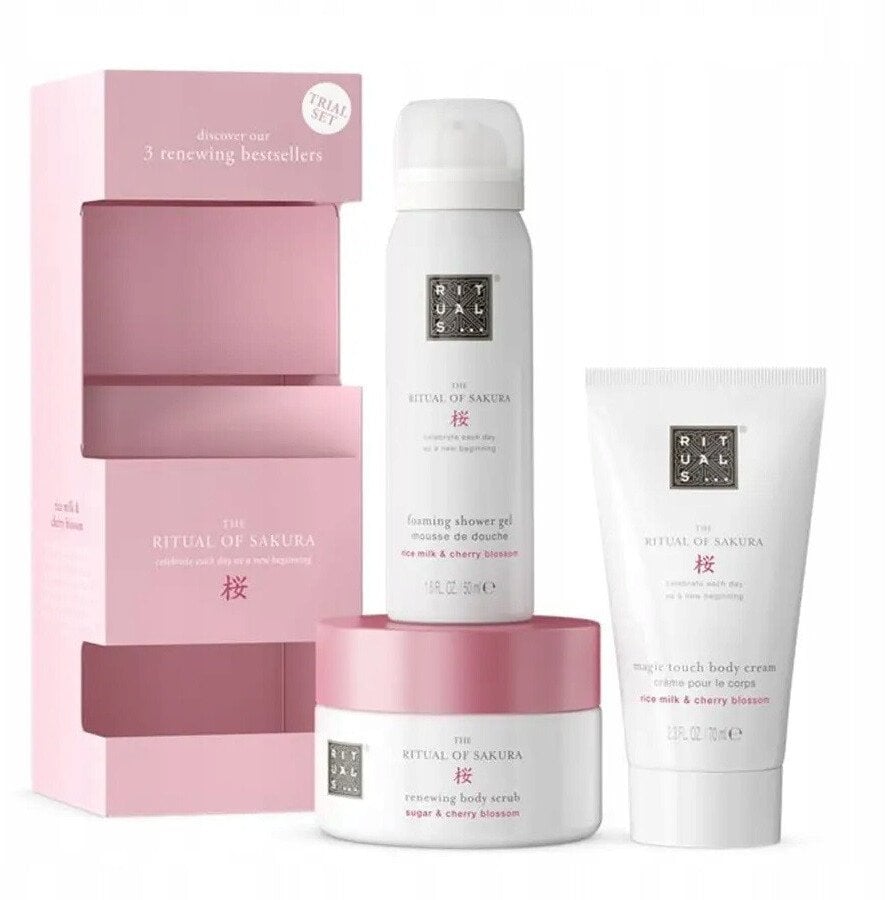 RITUALS_SET The Ritual of Sakura peeling do ciała 125gr + pieniący żel pod prysznic 50ml + krem do ciała 70ml