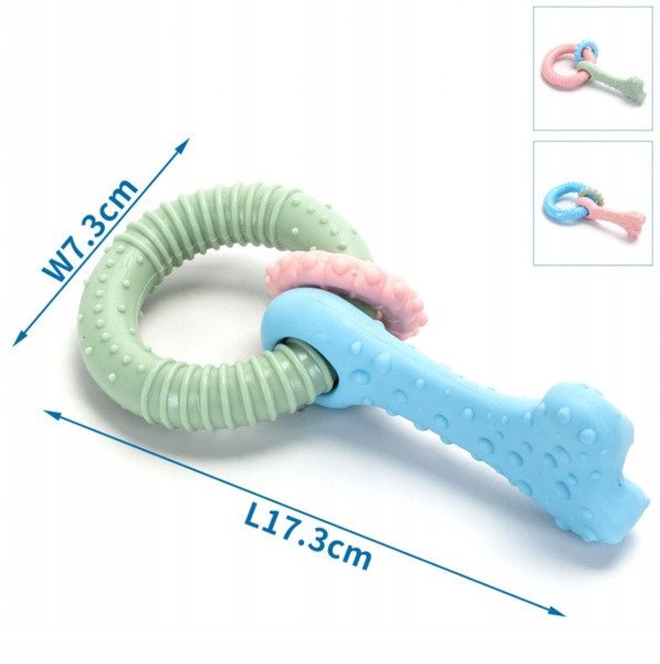 Ring z mini ringiem kostką zabawka dla psa 7.3cm do czyszczenia zębów