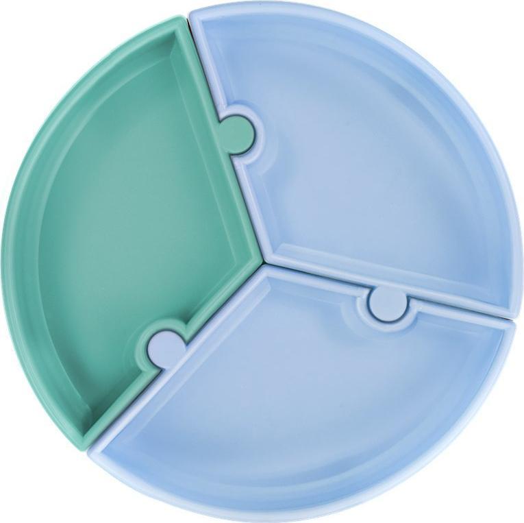 MINIKOIOI MINIKOIOI-TALERZYK SILIKONOWY PUZZLE NIE BIESKI/ZIELONY