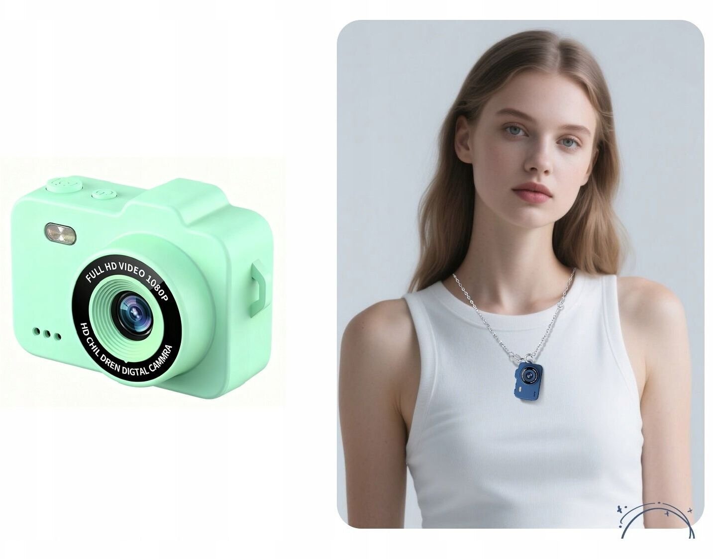 Aparat cyfrowy Xrec Mini Aparat Cyfrowy X8 12mp Video 1080p Lcd 0,96" Brelok wisiorek / X8 Zielony miętowy