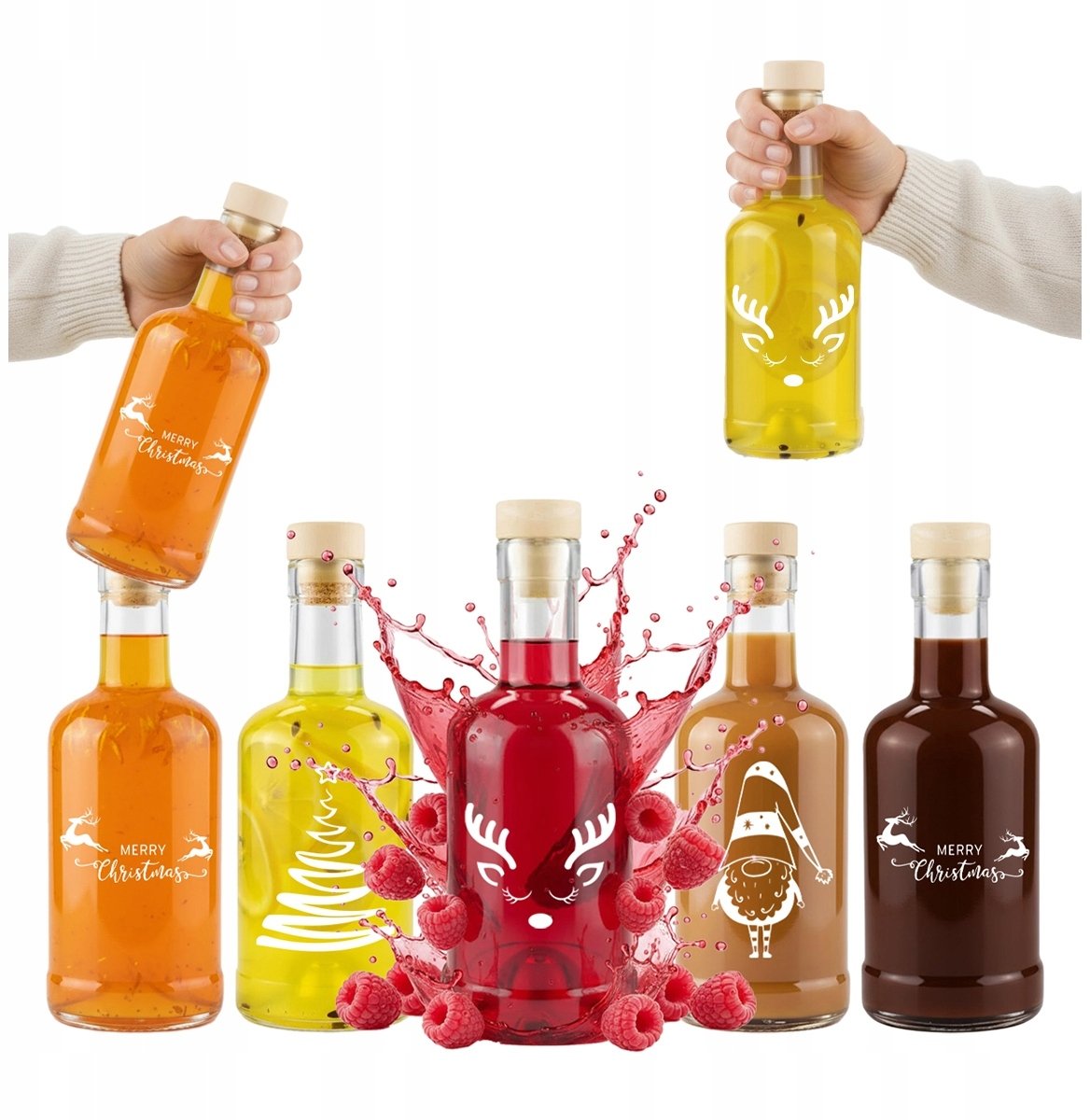 Bimberek Butelka TADEK 250ml z NADRUKIEM ŚWIĄTECZNYM na nalewki