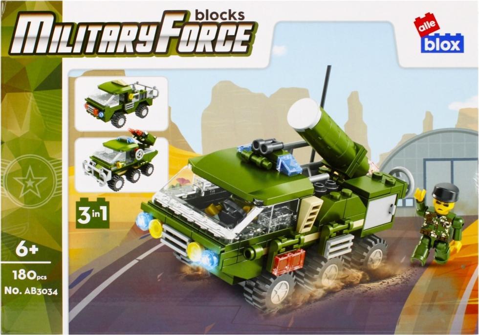 ALLEBLOX Klocki Militaria 3w1 Pojazd Wojskowy 180 elementów Alleblox AB3034