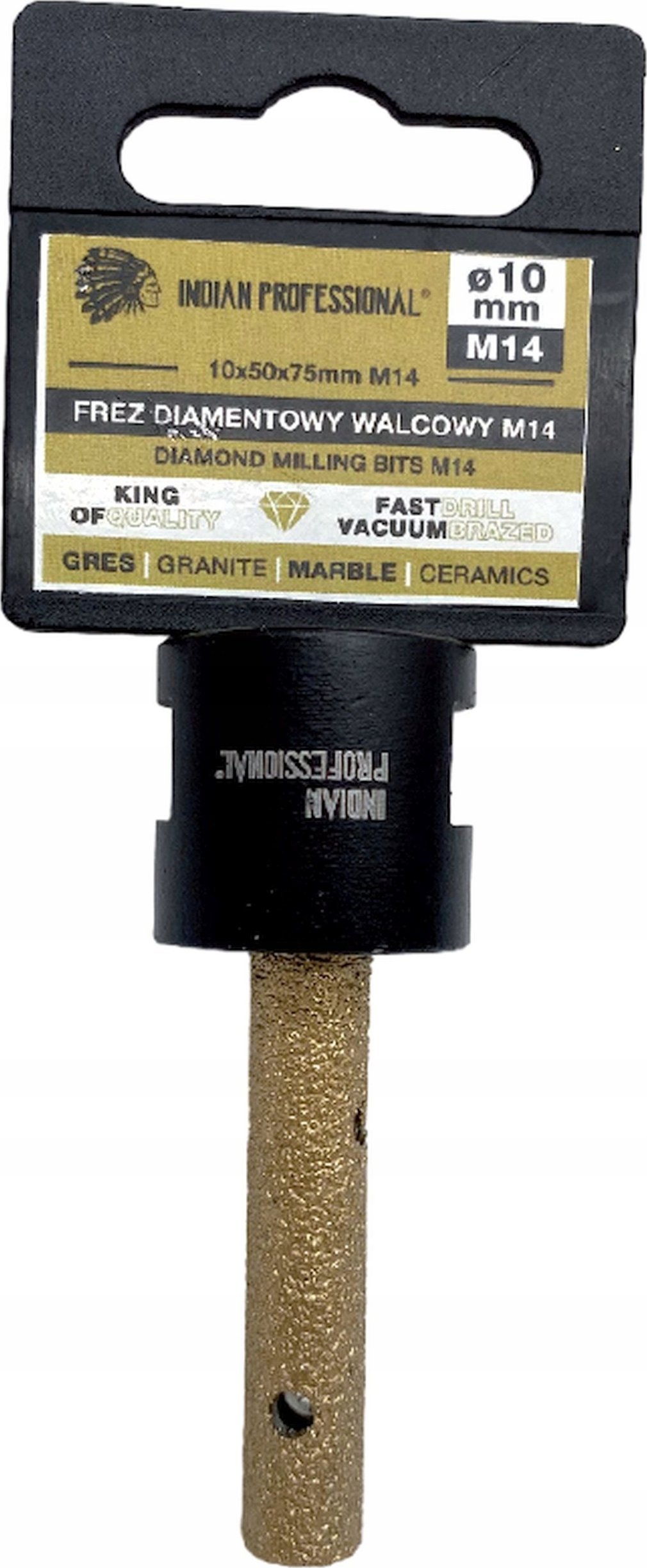 INDIAN PROFESSIONAL FREZ DIAMENTOWY WALCOWY M14 10mm /INDIAN PROFESSIONAL