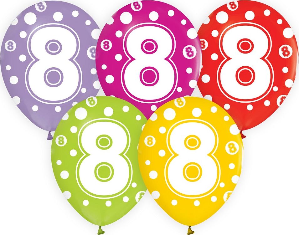 GoDan Balony z cyframi: 8, 12"/ 5 szt. Godan