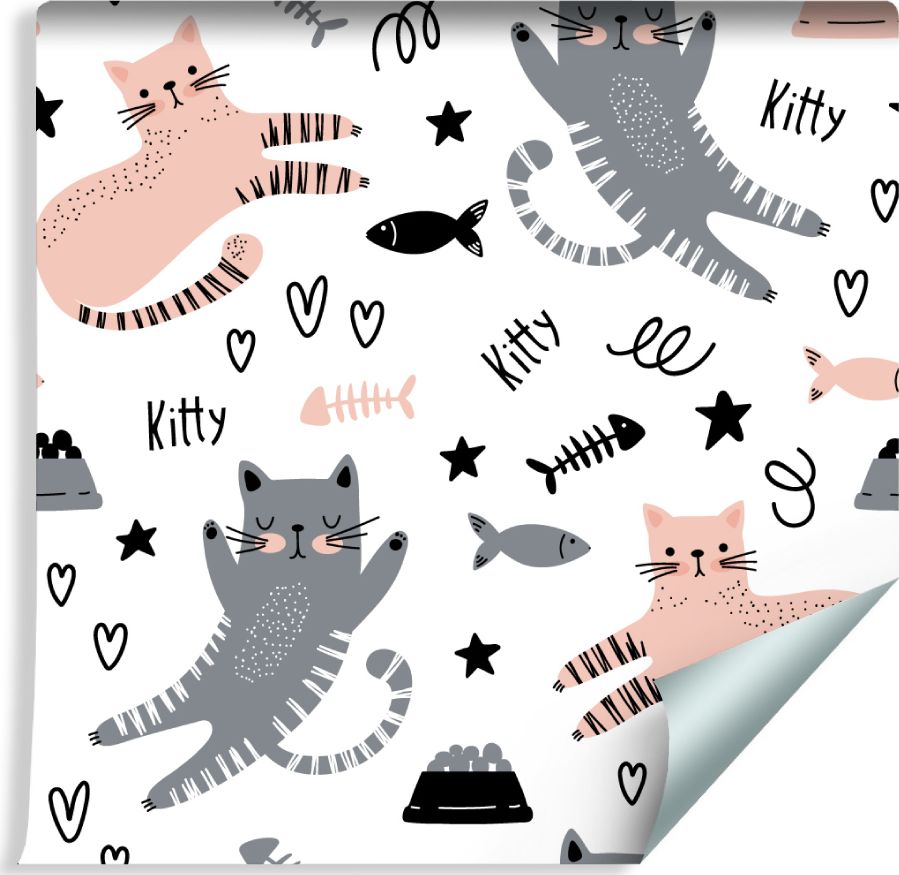 Muralo Tapeta Dla Dzieci - Urocze Kotki - Styl Skandynawski