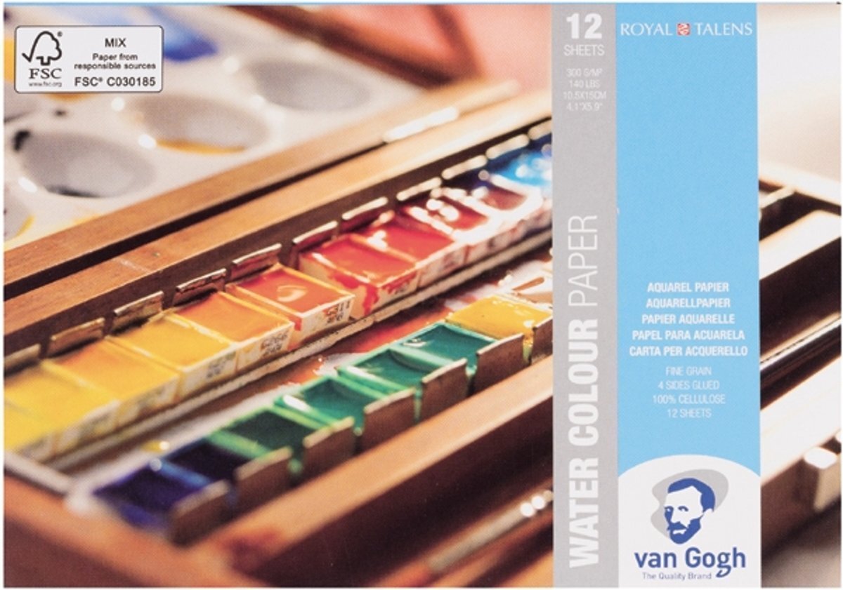 Van Gogh Watercolour paper block | 10.5 x 15 cm, 300 g, 12 sheets
