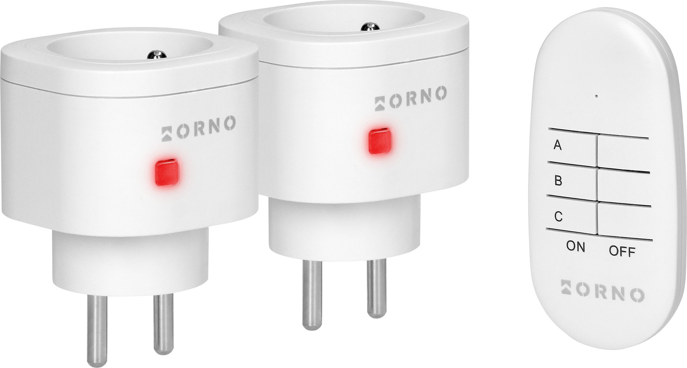 Orno Zestaw bezprzewodowych białych gniazd sterowanych pilotem 2+1 OR-GB-462 Orno