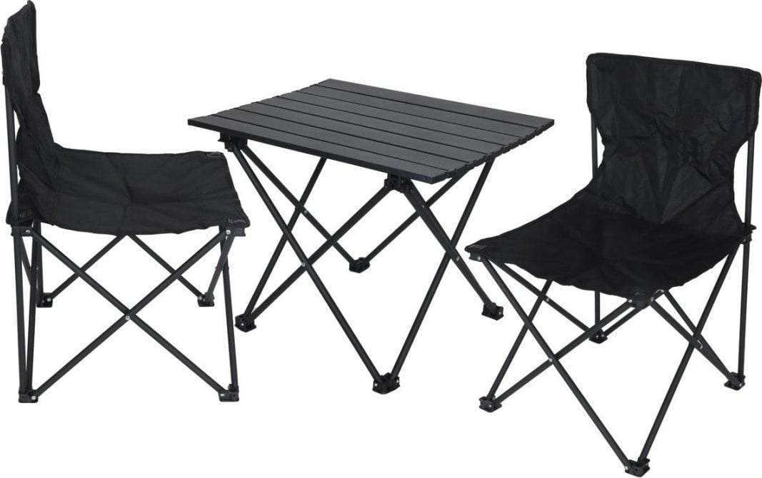 ZESTAW TURYSTYCZNY SKŁADANY 3W1 STOLIK I 2 KRZESŁA CZARNY ENERO CAMP