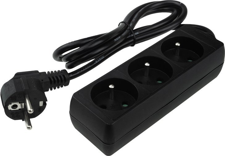 Ecolight Przedłużacz 3 gniazda 1.5m z/u 3x1.0mm2 czarny