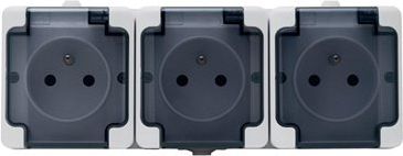KOS Gniazdo potrójne Bryza hermetyczne klapka uziemienie 16A IP44 biały (181440)