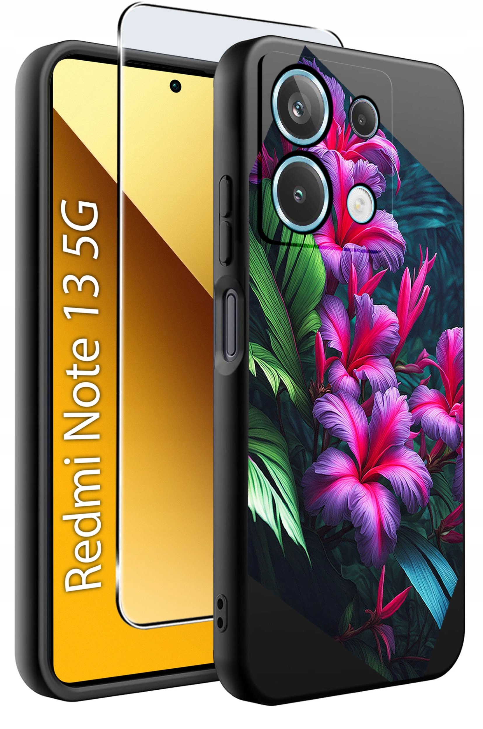 ETUI do Xiaomi Redmi Note 13 5G WZORY |SILIKONOWE MATT CASE +SZKŁO 9H