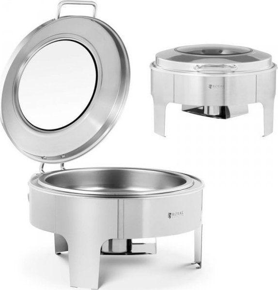 Royal Catering Podgrzewacz do potraw na pastę okrągły z pokrywą z okienkiem śr. 39 cm 5.8 l