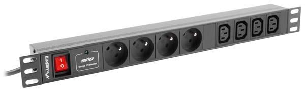 Lanberg Listwa zasilająca PDU 19'' 1U 4x 230V PL + 4x IEC C13 2m (PDU-04E04I-0200-IEC-BK)