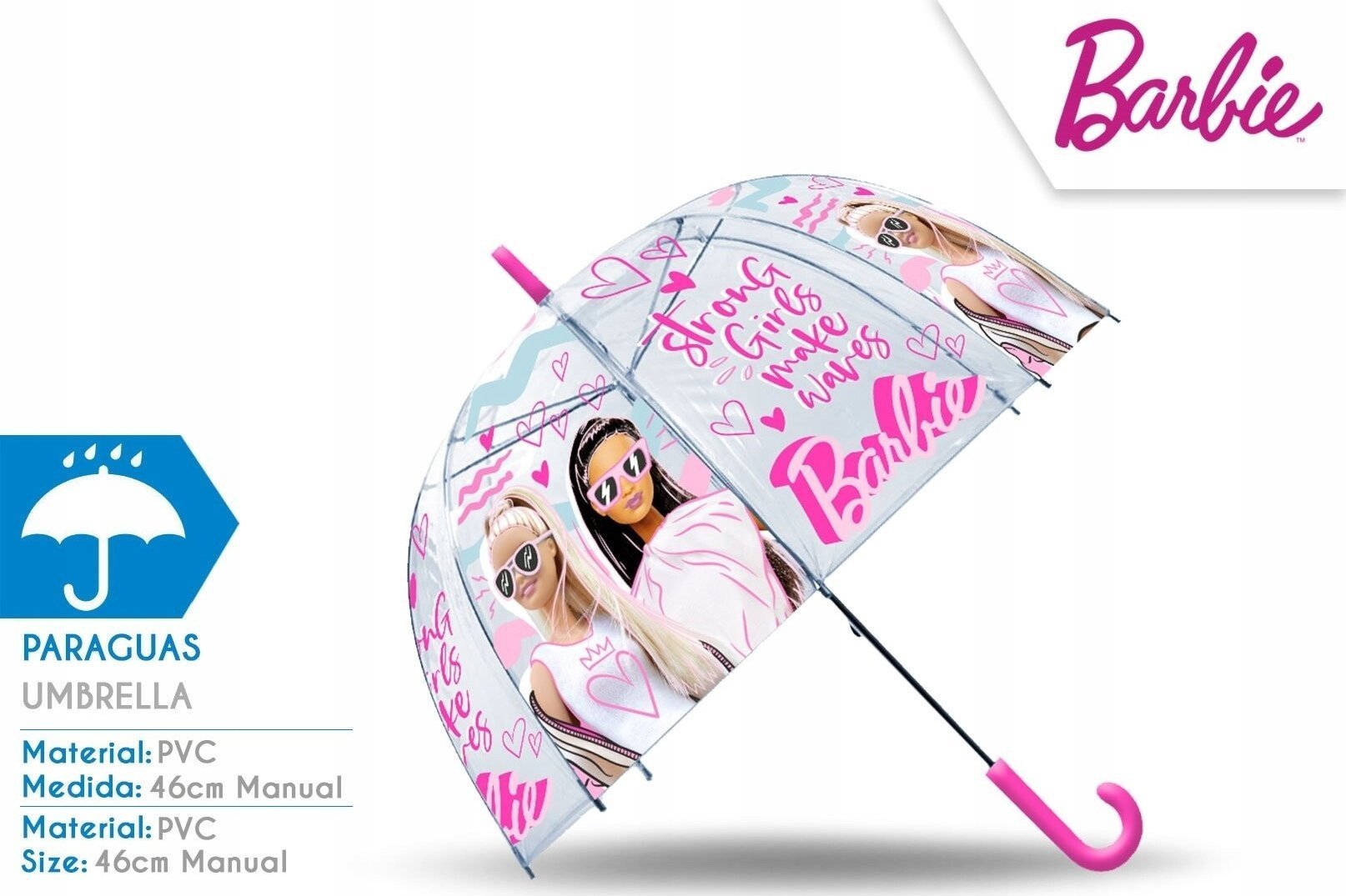 Kids Euroswan Parasolka przezroczysta automatyczna 48cm Barbie BB00011 Kids Euroswan