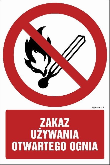Mój dom Zakaz Używania Otwartego Ognia - Tablica 15 X 22,5 Cm, Pn - Płyta Pcv 1Mm Libres Polska Sp Gc037_150X225_Pn 5904937140059