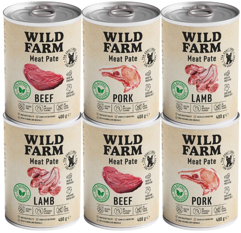 WILD FARM Pate Mix Smaków 6x400g bezglutenowa karma dla psa