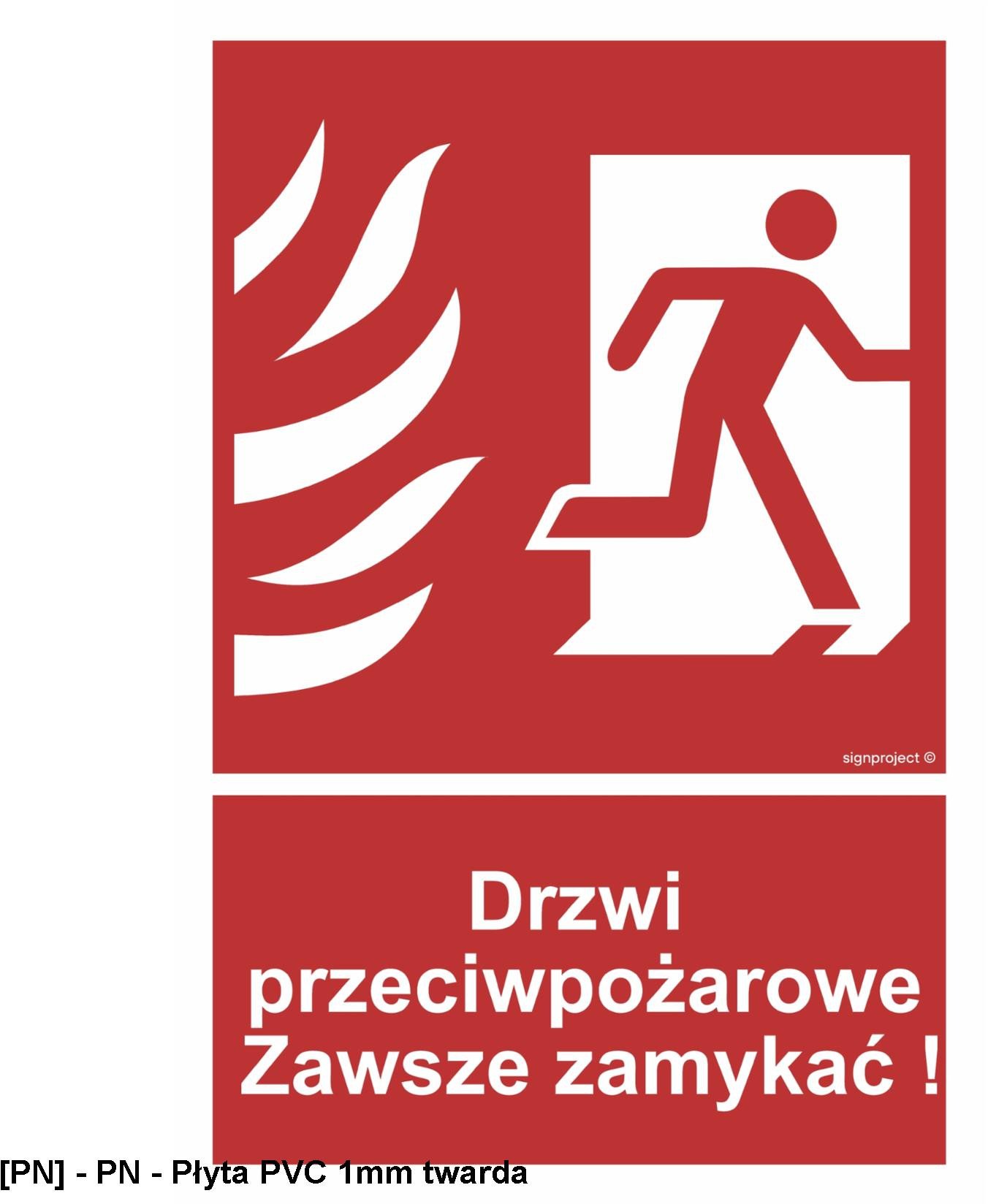 BC054 - Drzwi przeciwpożarowe. Zawsze zamykać! prawostronne 400x594