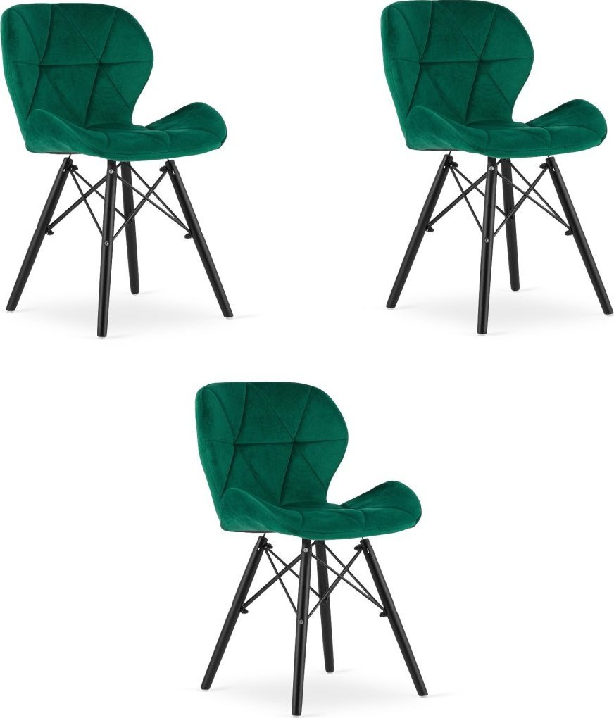 Leobert Krzesło LAGO Aksamit - zielone / nogi czarne x 3