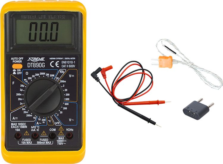Xtreme Miernik tester napięcia cyfrowy XTREME DT890G przewody pomiarowe testowanie diod