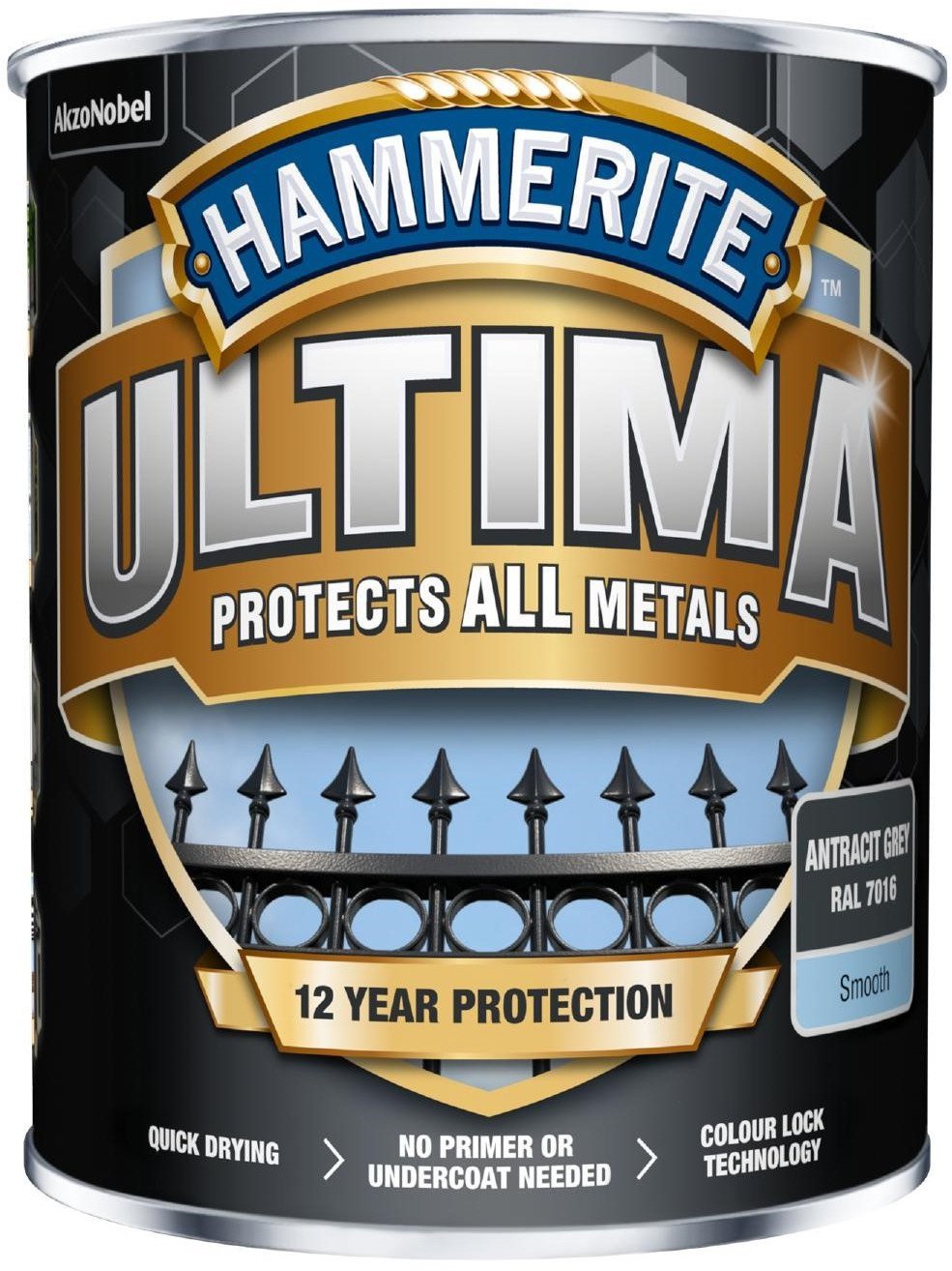 Hammerite Ultima Metalmaling - Antracitgrå - RAL 7016 - 250 ml.