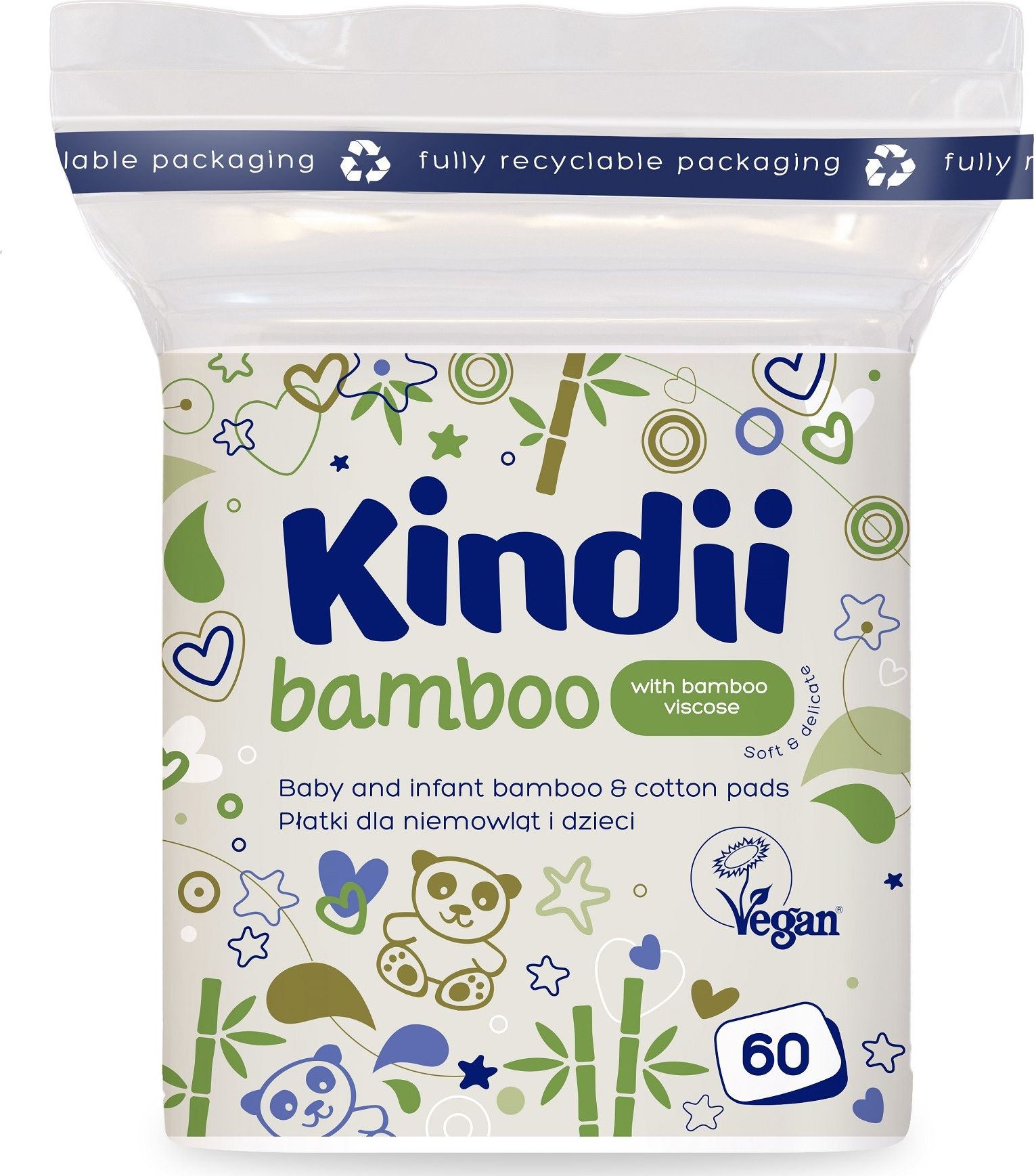 Kindii Kindii Bamboo Bambusowe Płatki kosmetyczne dla dzieci i niemowląt 1op.-60szt