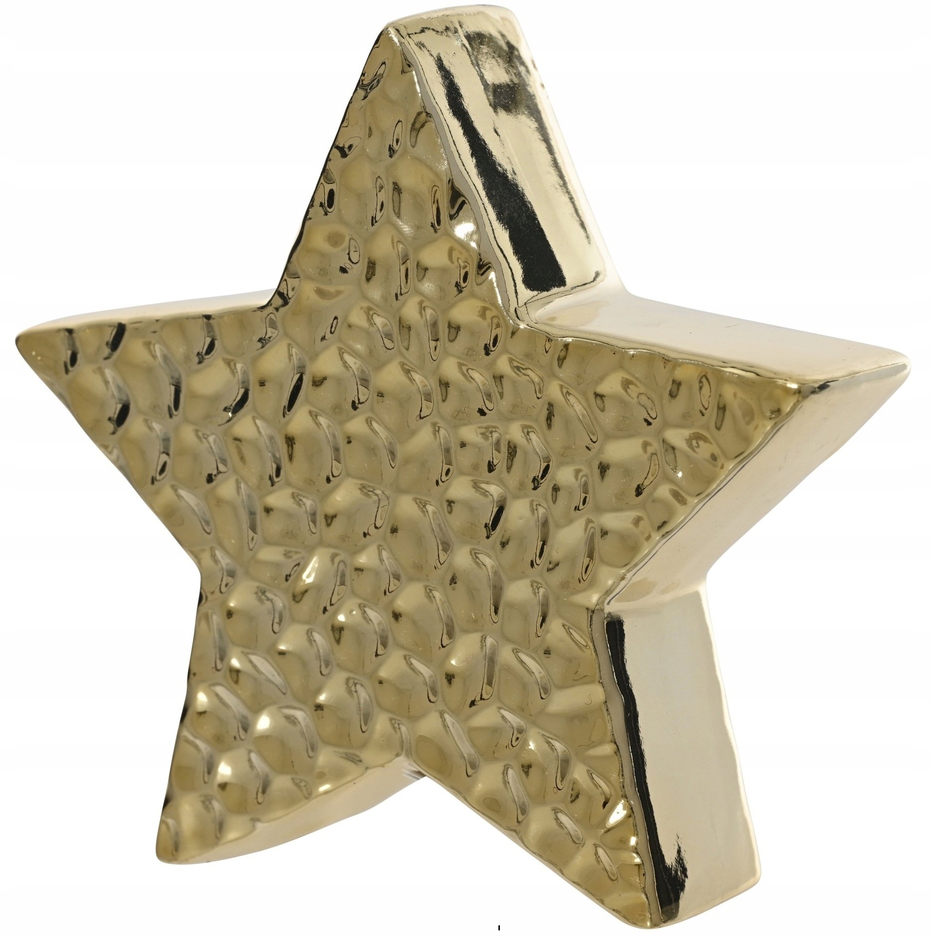 Figurka świąteczna porcelanowa gwiazda złota 12,3x12,8cm 1szt