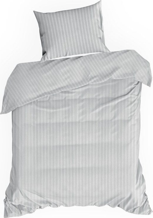 Jednokolorowa pościel z satyny bawełnianej w prażki VERA 140X200 70X80X1 srebrna