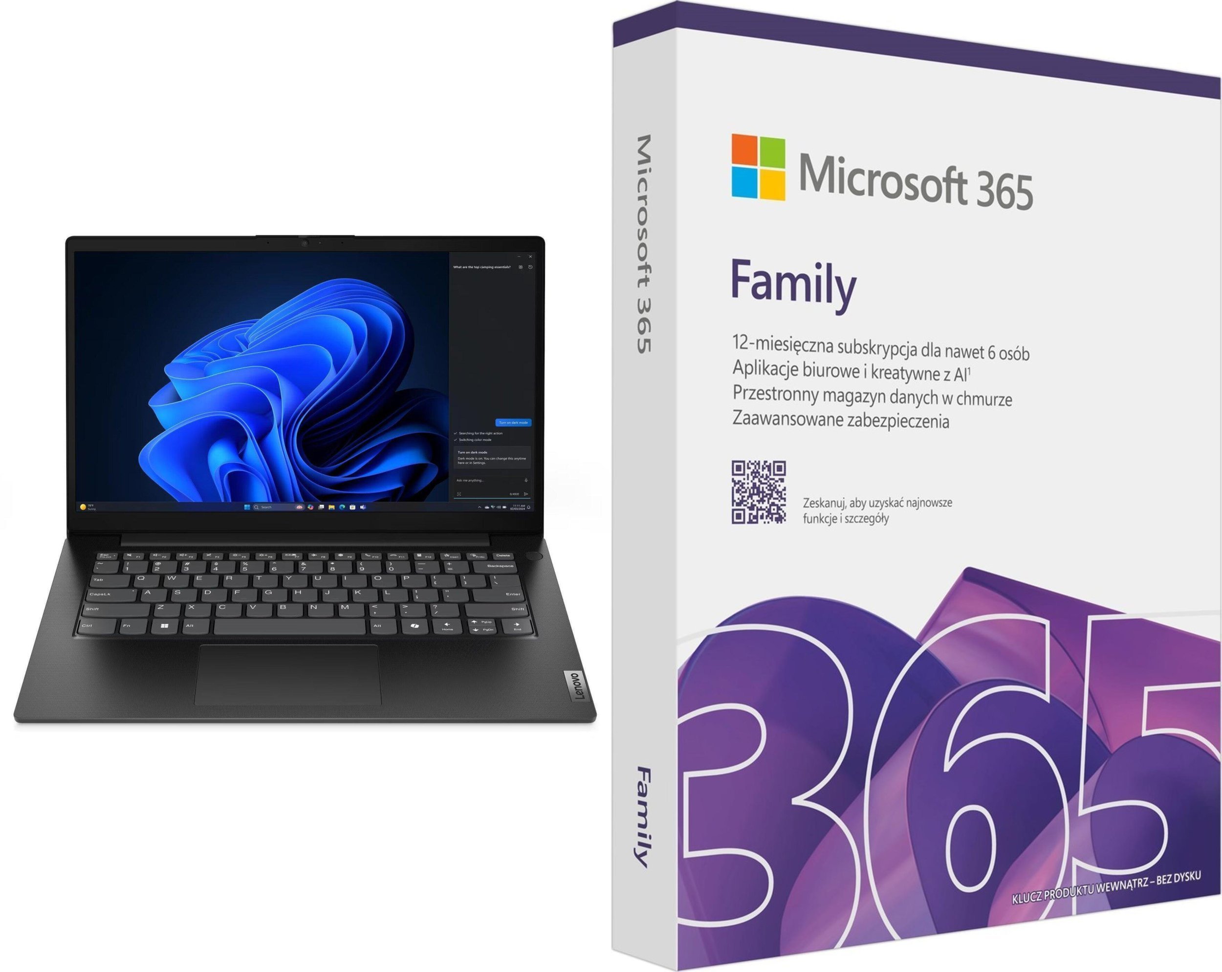 Laptop Lenovo Laptop Lenovo V14 G5 i5-13420H / 16 GB / 512 GB / W11 Pro (83GU008FPB) + Microsoft 365 Family PL